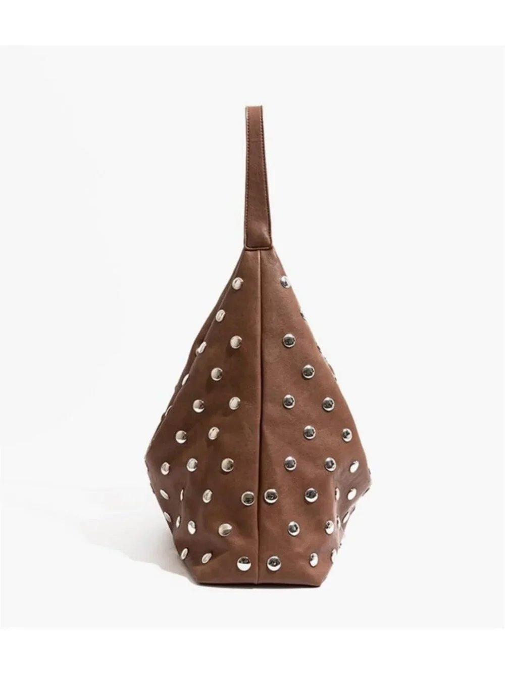 Stylish Vegan Leather Studded Hobo Bag - Soft Slouchy Tote Handbag for Women